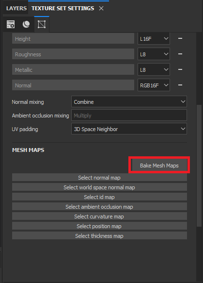 Substance Painter - Bake Mesh Maps
