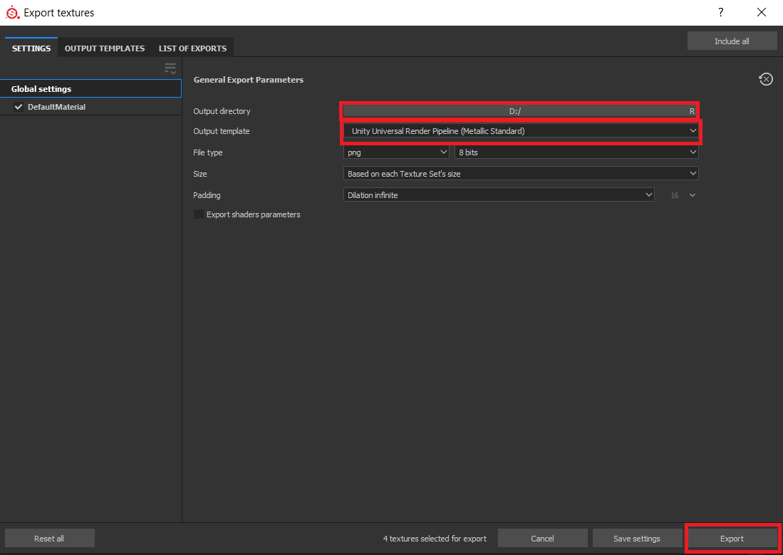 Substance Painter - Export Textures