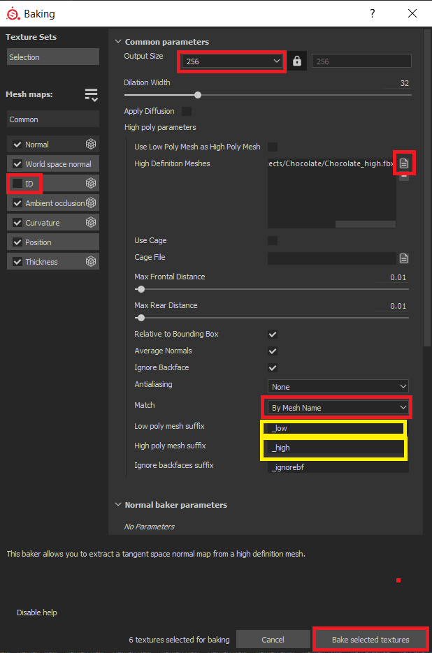 Substance Painter - Bake Mesh Maps By Mesh Name